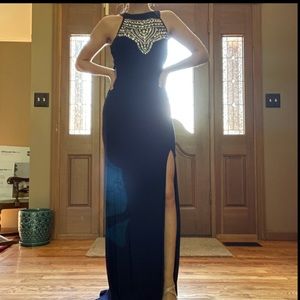 B. DARLIN Navy Blue Prom Dress